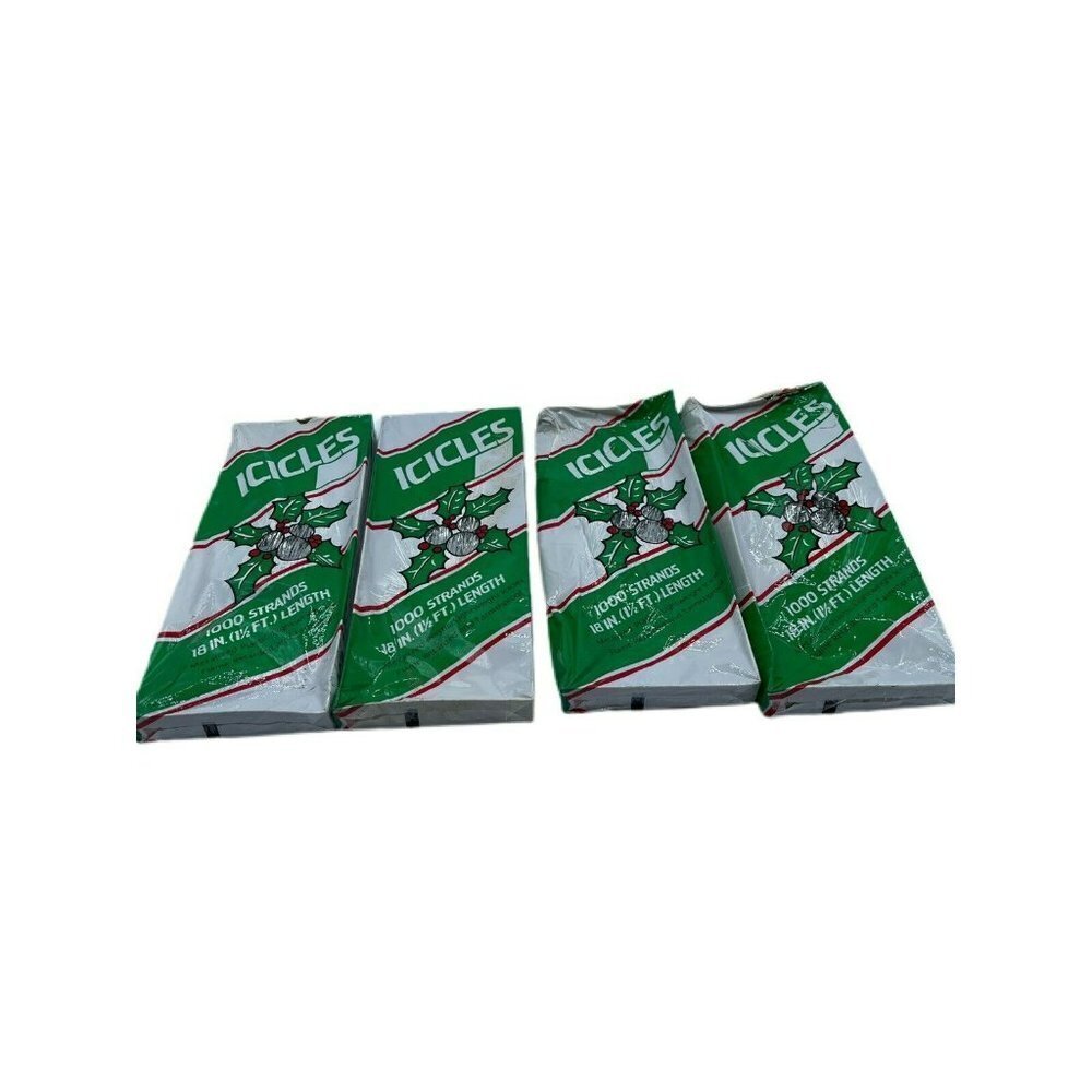 Lot of 4 Christmas Tree Tinsel Silver NIB